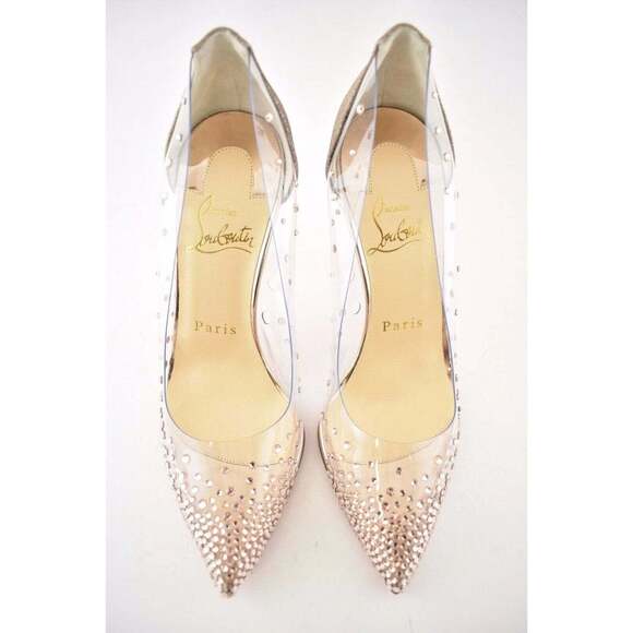 Christian Louboutin Degrastrass PVC 100 Pink Courtisane Glitter Heel Pump 35.5 - Picture 7 of 12